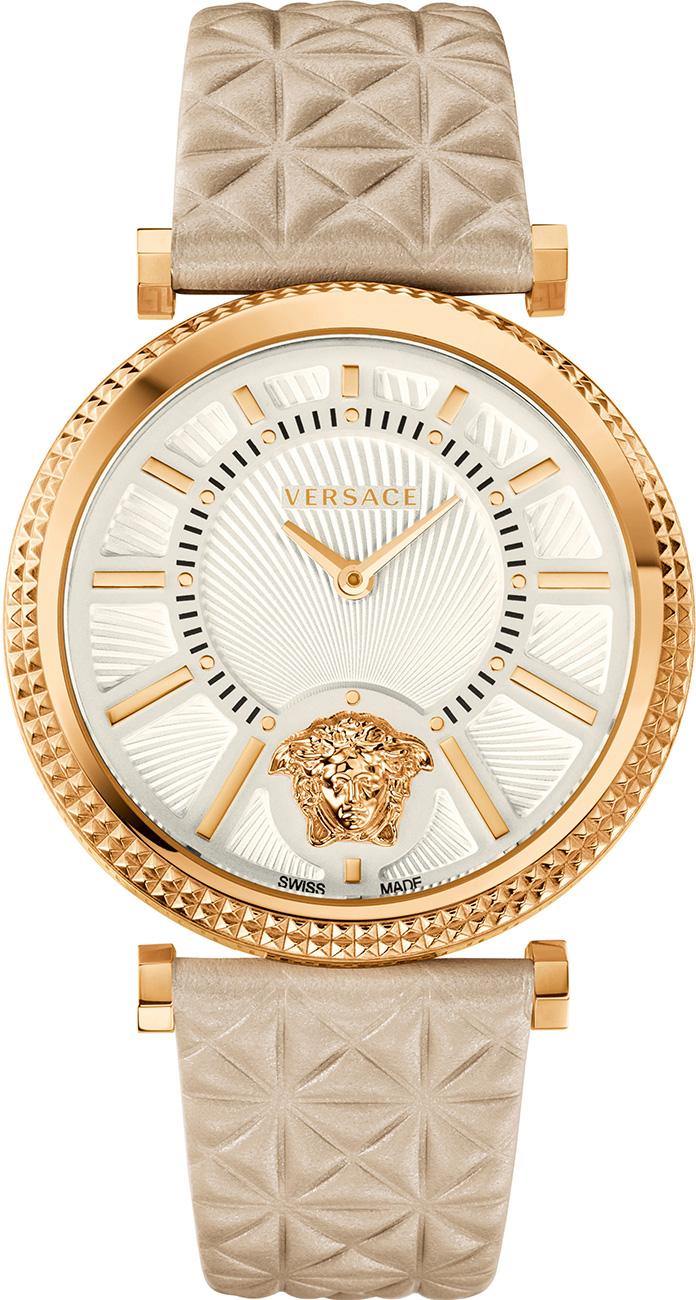 Versace VRSCVQG030015 44 mm Krem Deri Kordon Analog Kadın Kol Saati