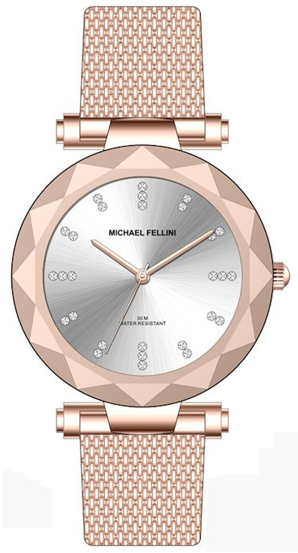 Michael Fellini 2340-5 34 mm Rose Gold Hasır Kordon Analog Kadın Kol Saati