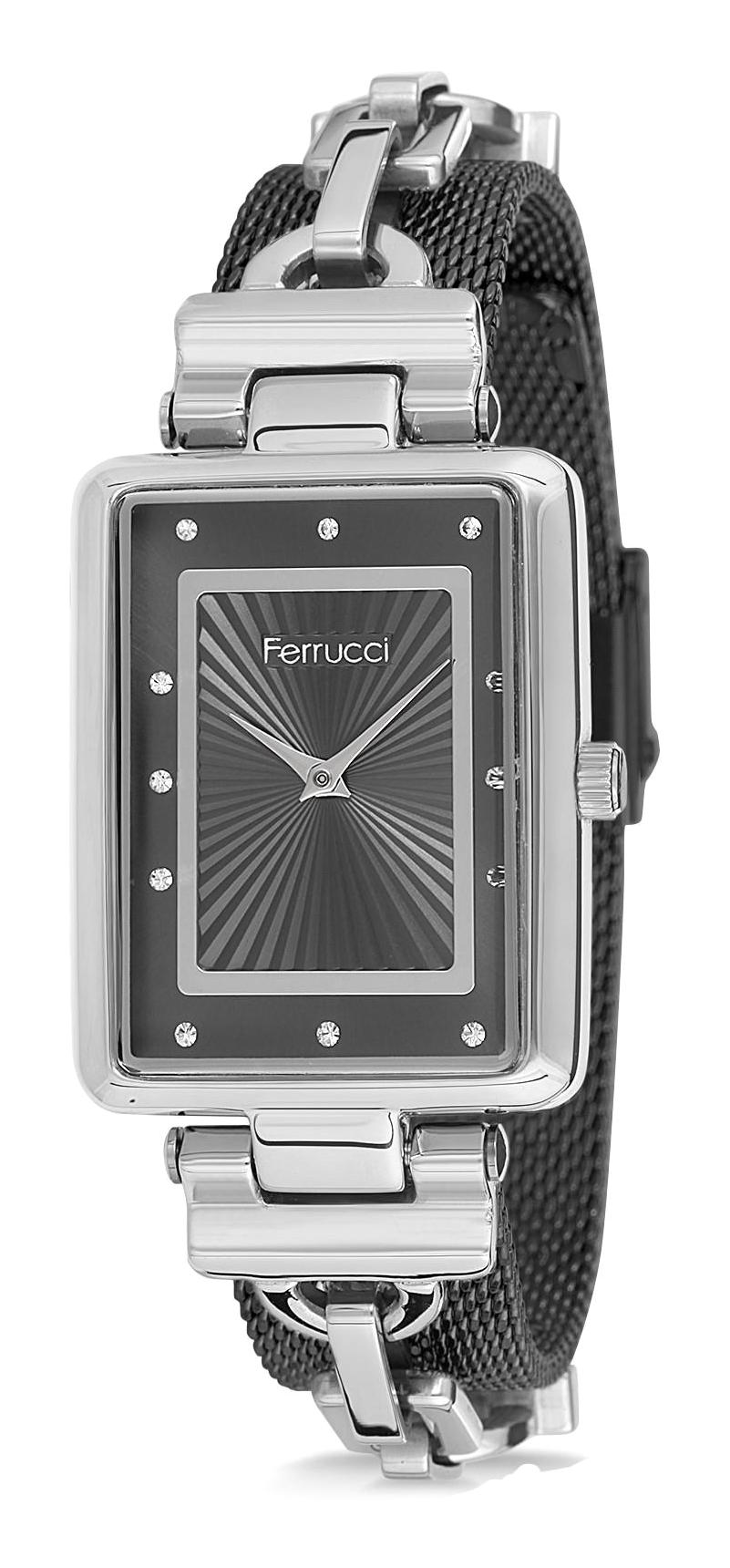 Ferrucci 9FM2189 38 mm Gri-Siyah Metal Kordon Analog Kadın Kol Saati