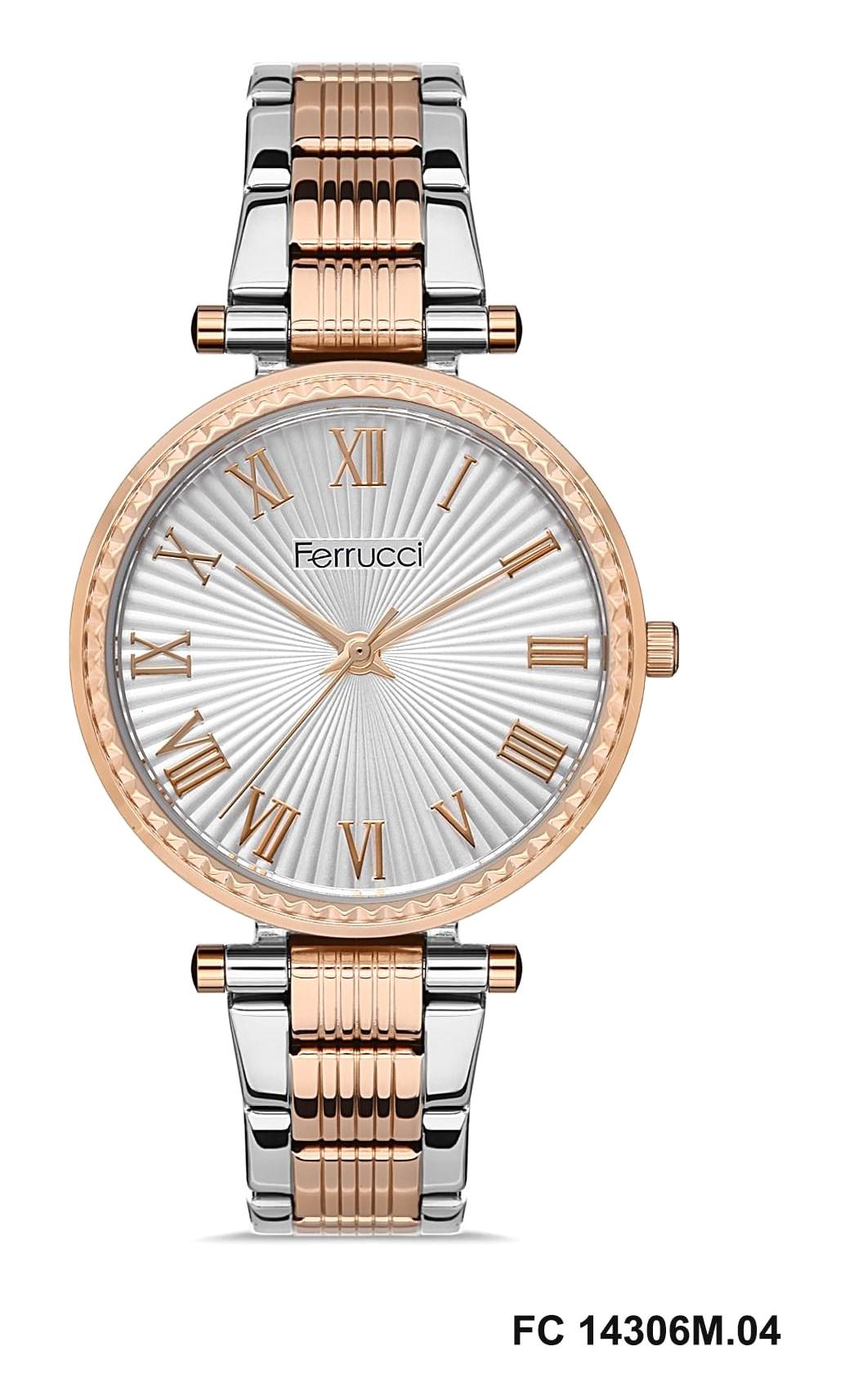 Ferrucci FC14306M.04 38 mm Gri-Rose Gold Çelik Kordon Analog Kadın Kol Saati