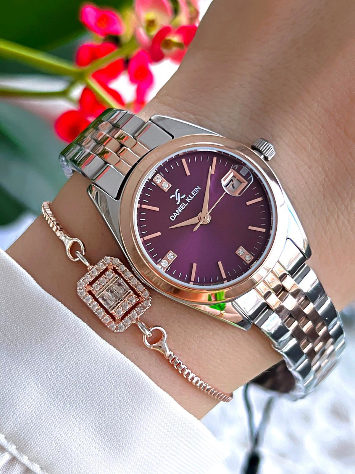 Daniel Klein BDK.10718.8 Takvimli 34 mm Gri-Rose Gold Çelik Kordon Analog Kadın Kol Saati