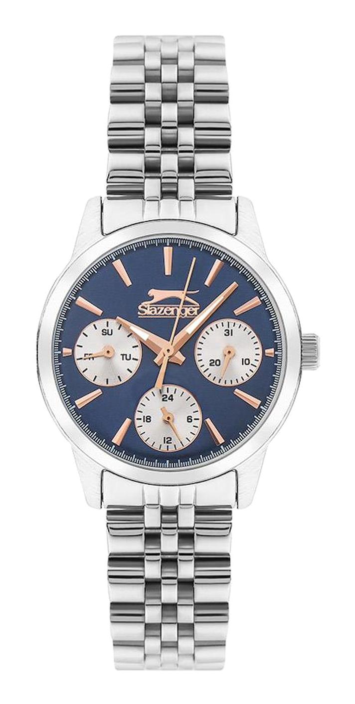 Slazenger SL.09.2190.4.01 Takvimli 34 mm Gri Çelik Kordon Analog Kadın Kol Saati