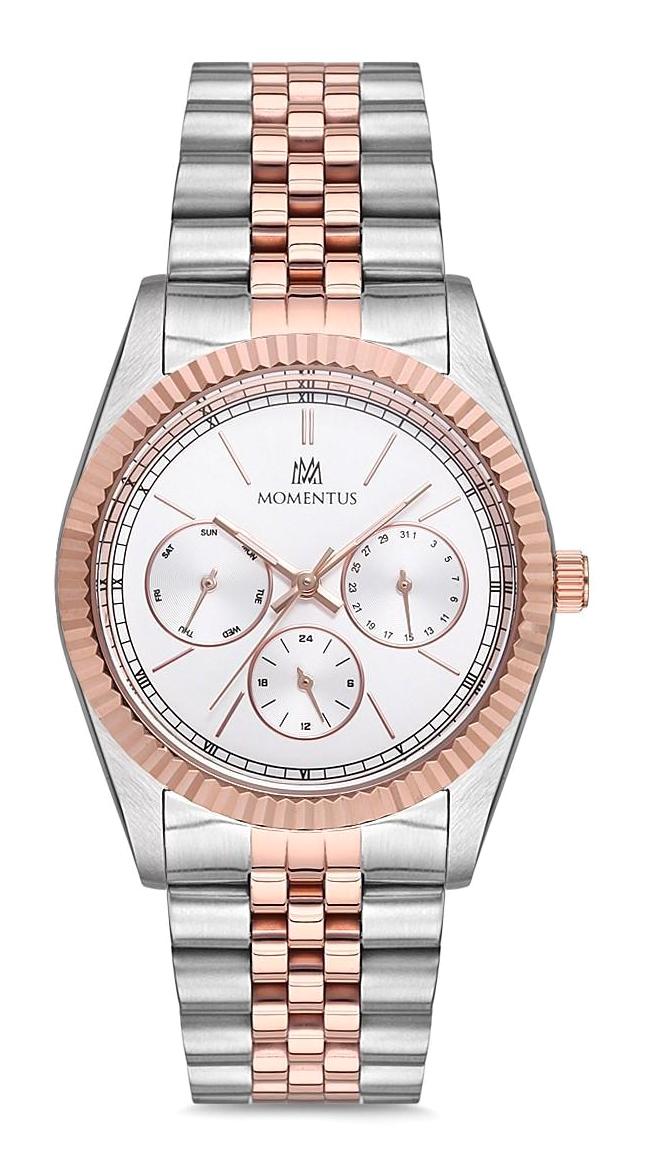 Momentus CW130T-02SR Takvimli 36 mm Gri-Rose Gold Çelik Kordon Analog Kadın Kol Saati