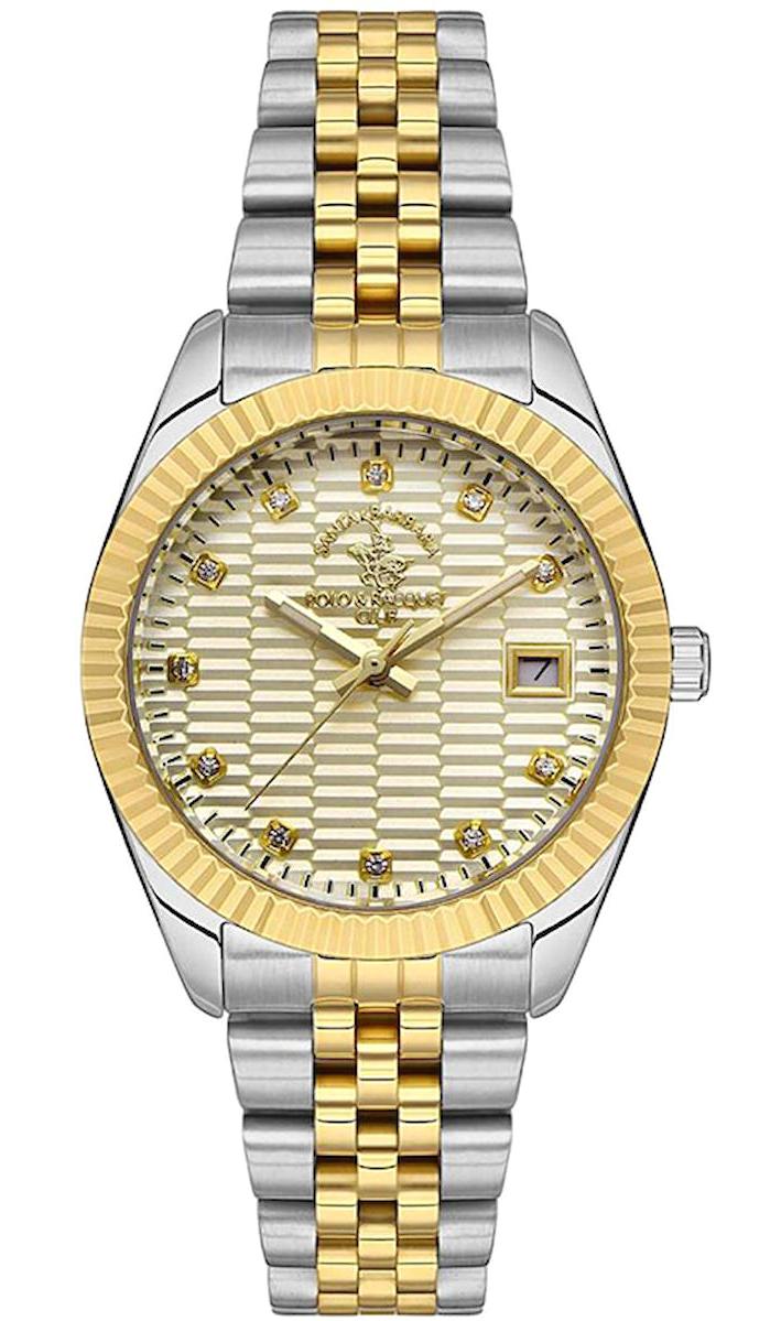 Santa Barbara Polo & Racquet Club SB.1.10517.4 Takvimli 34 mm Altın-Gri Çelik Kordon Analog Kadın Kol Saati