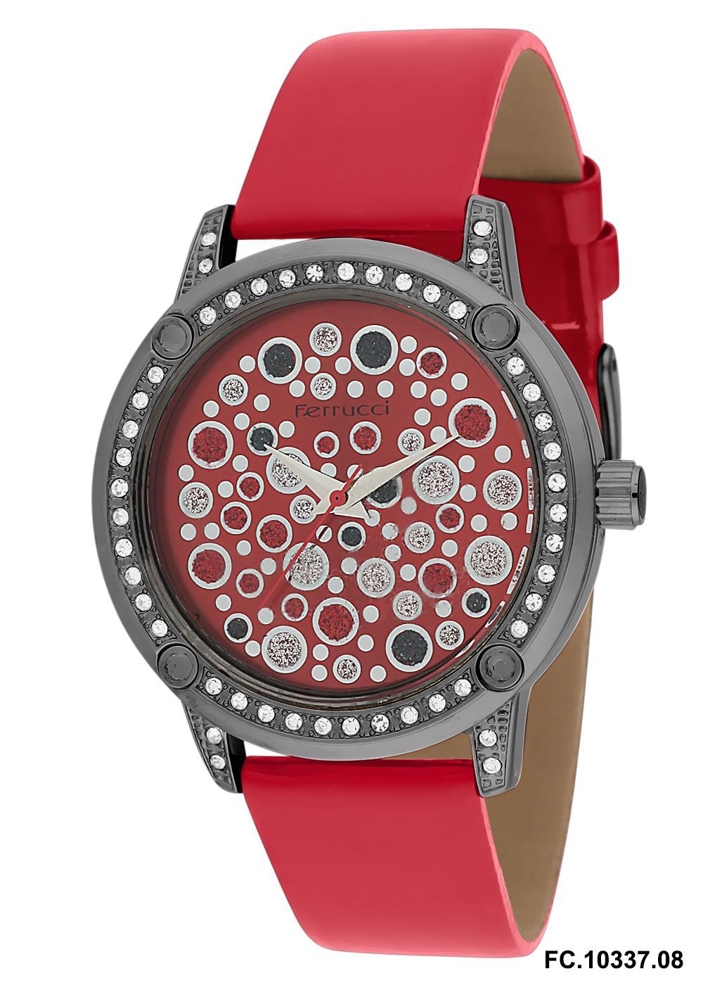 Ferrucci 2FK2104 38 mm Kırmızı Deri Kordon Analog Kadın Kol Saati