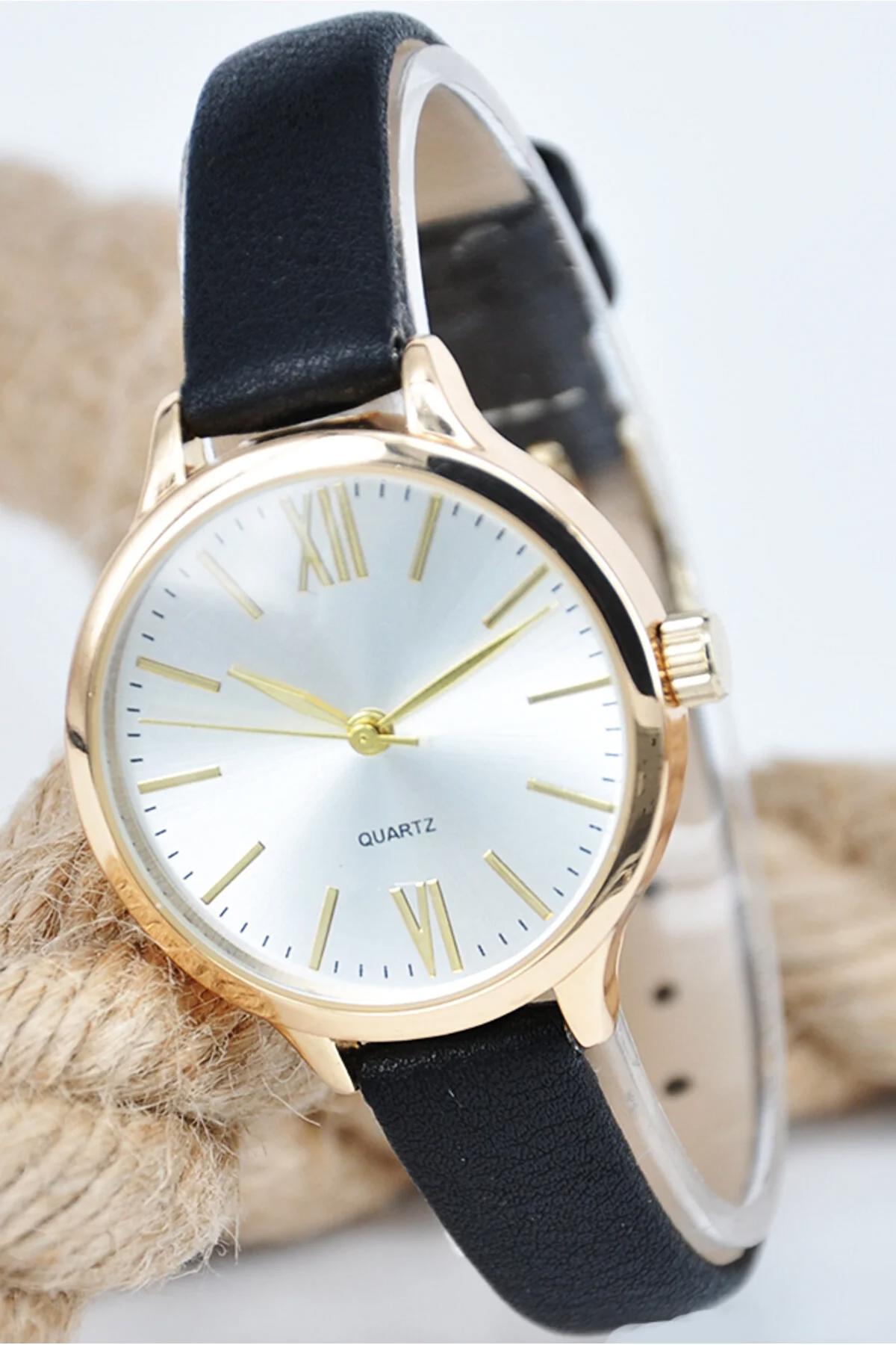 Sonsuzsaat SU-888 32 mm Siyah Deri Kordon Analog Kadın Kol Saati