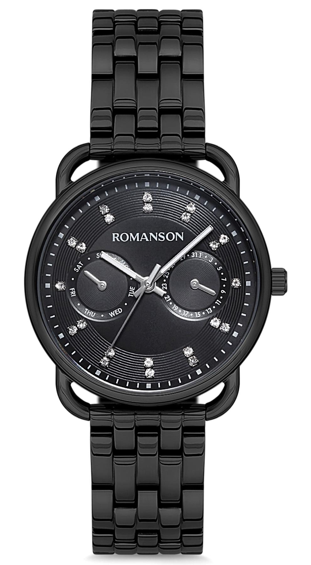 Romanson RM9A16FLBBA32W Takvimli 31-34 mm Siyah Çelik Kordon Analog Kadın Kol Saati