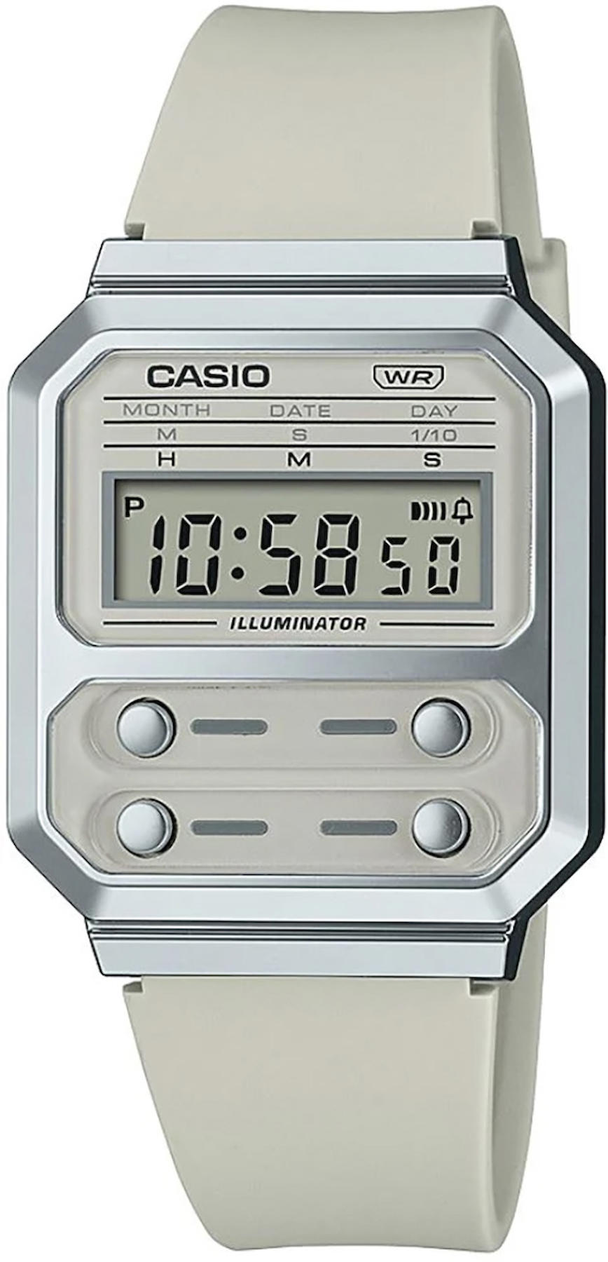 Casio A100WEF-8A Takvimli 32.7 mm Gri Silikon Kordon Analog Kadın Kol Saati