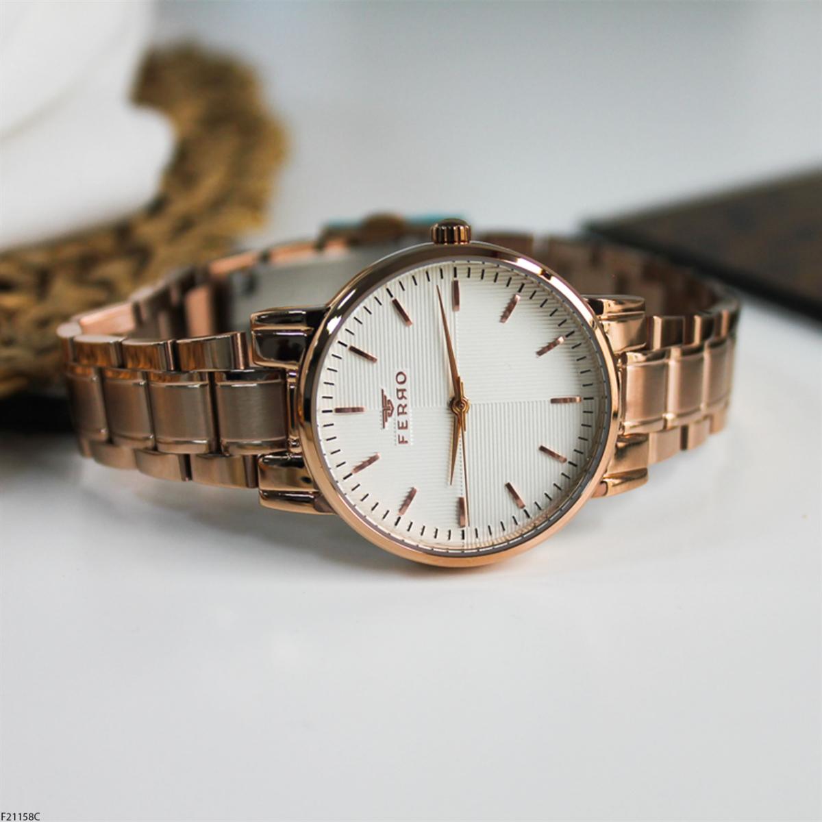 Ferro F21158C 36 mm Rose Gold Metal Kordon Analog Kadın Kol Saati