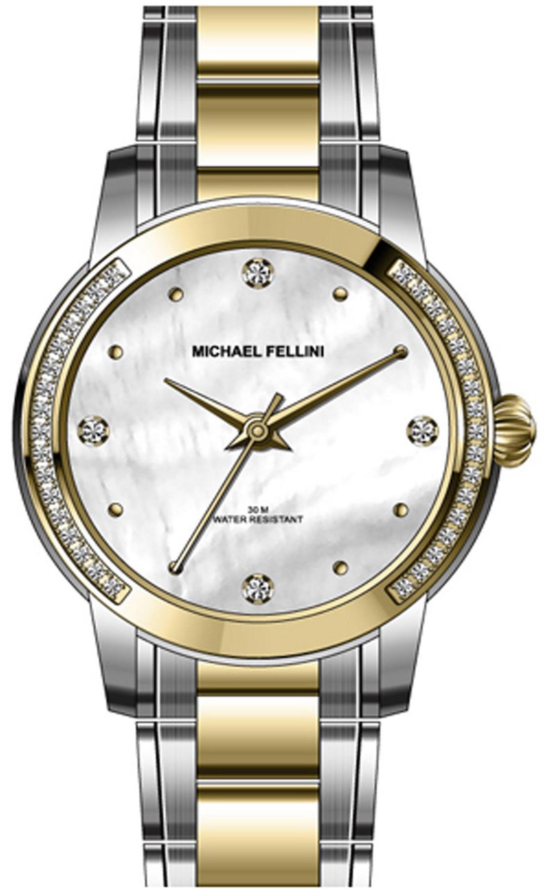 Michael Fellini 2332-6 32 mm Altın-Gri Metal Kordon Analog Kadın Kol Saati