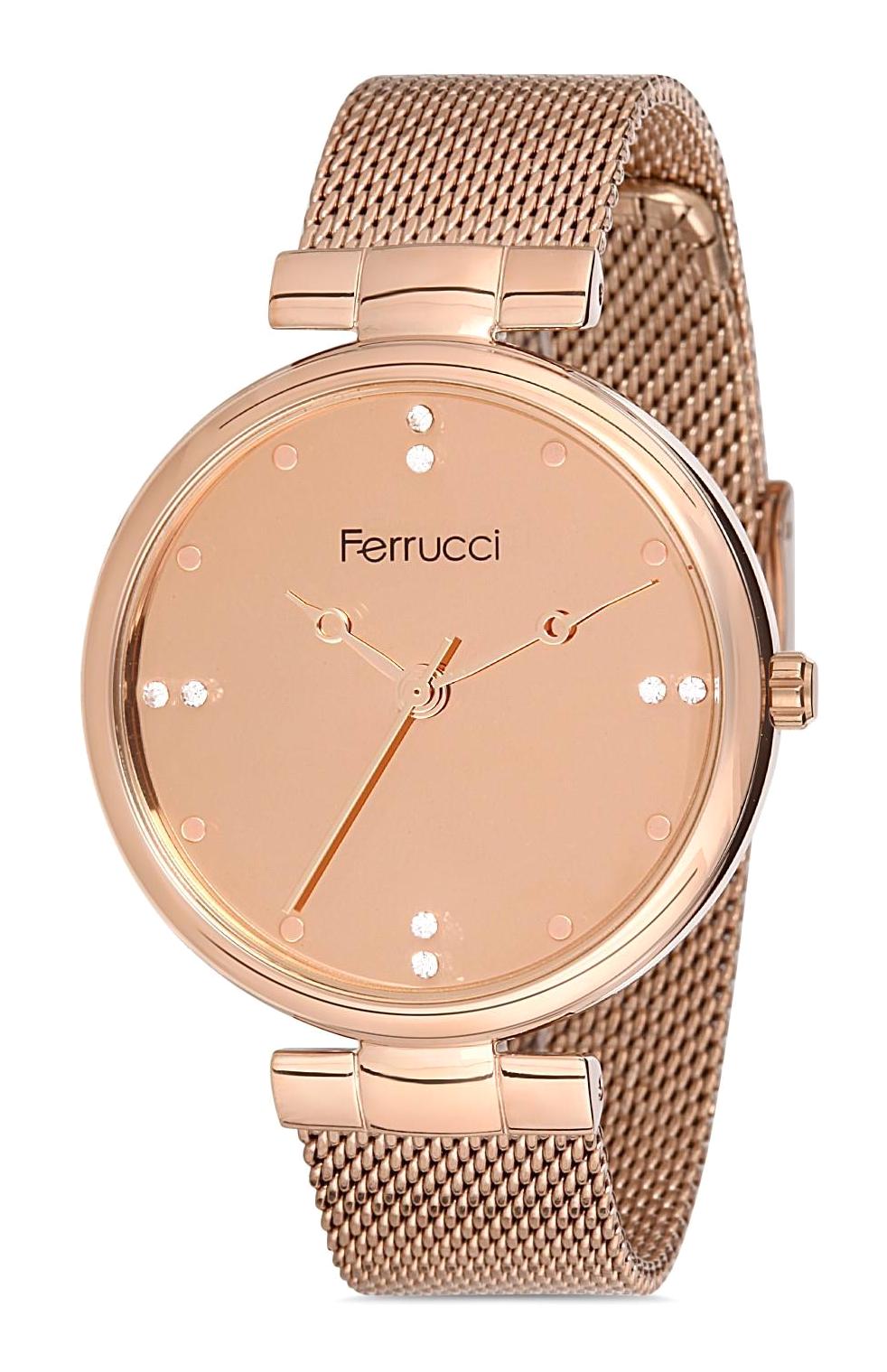 Ferrucci 9FM2090 38 mm Rose Gold Çelik-Hasır Kordon Analog Kadın Kol Saati