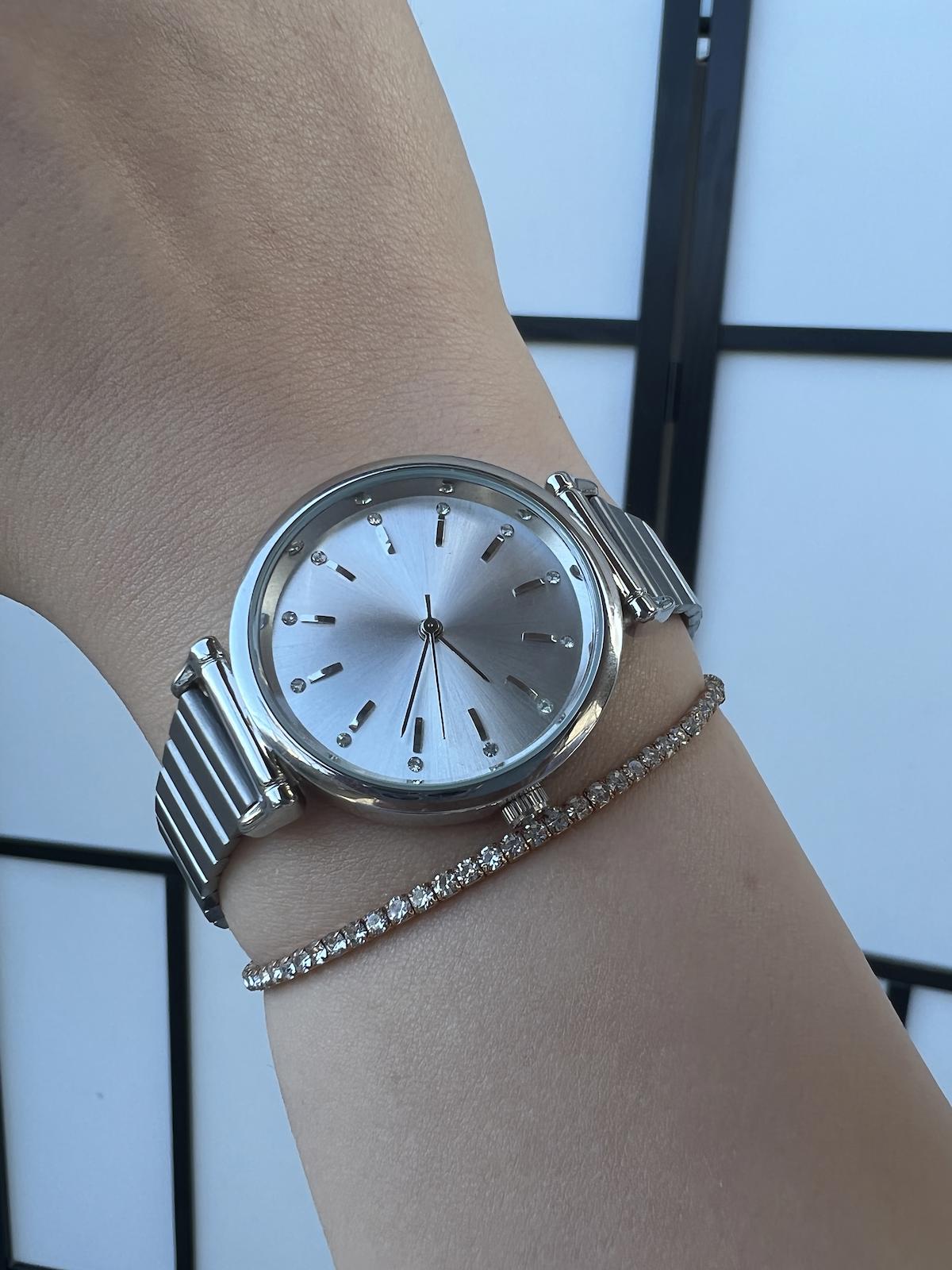 Polo55 30 mm Gri Metal Kordon Analog Kadın Kol Saati