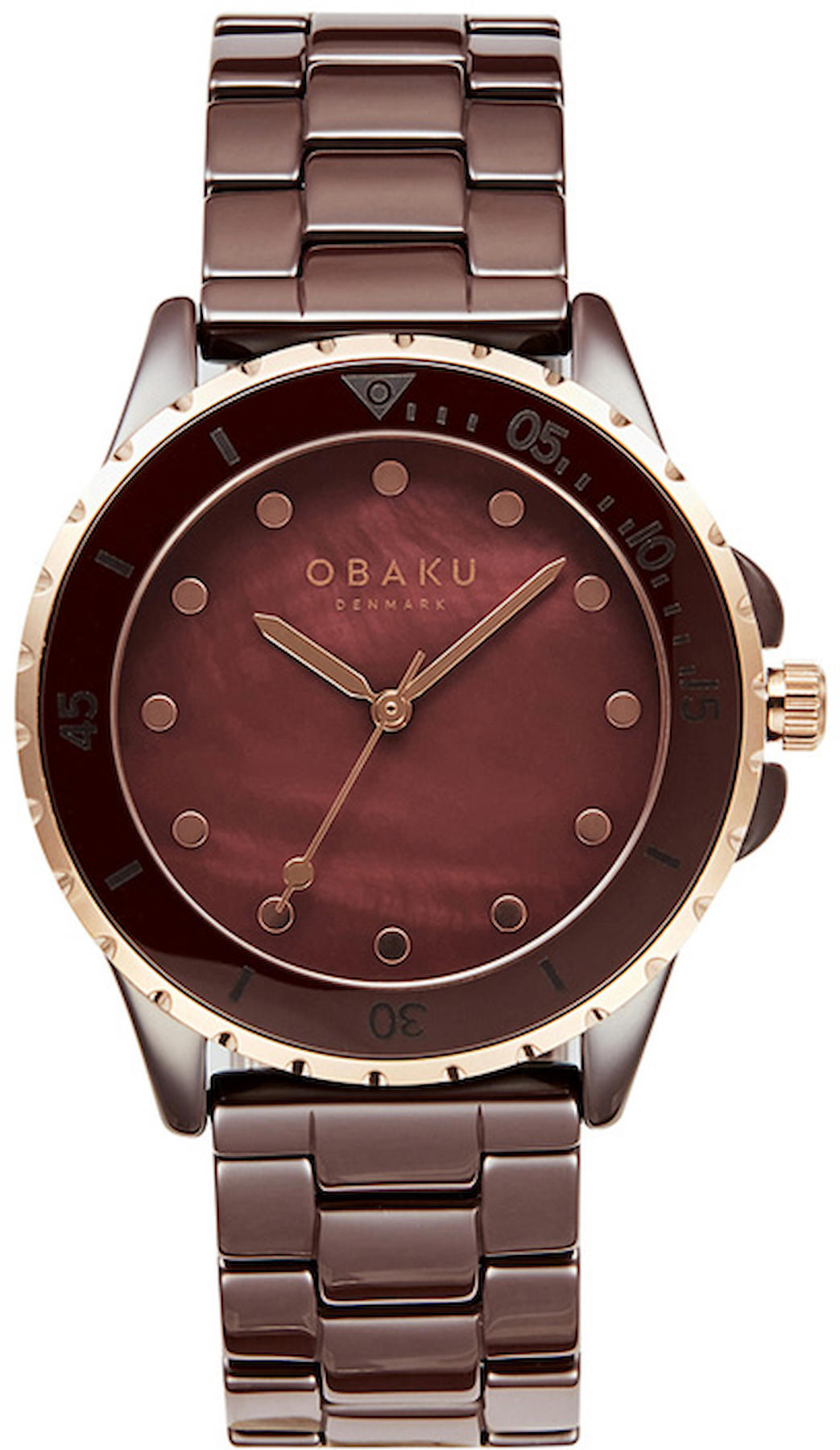 Obaku Denmark V279LXXNCN 36 mm Kahverengi Seramik Kordon Analog Kadın Kol Saati
