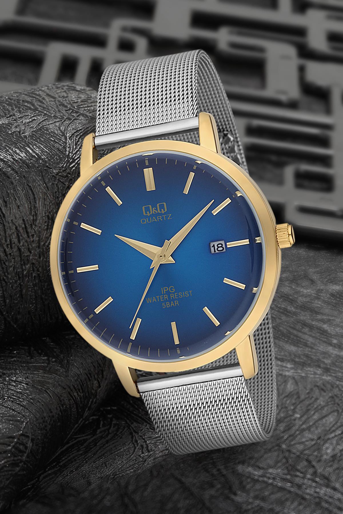 Q&Q 3F113 Takvimli 36 mm Gri Metal Kordon Analog Kadın Kol Saati