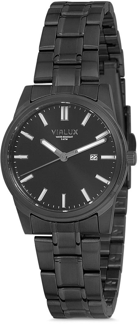 Vialux AJ533B-04SN Takvimli 40 mm Siyah Çelik Kordon Analog Kadın Kol Saati