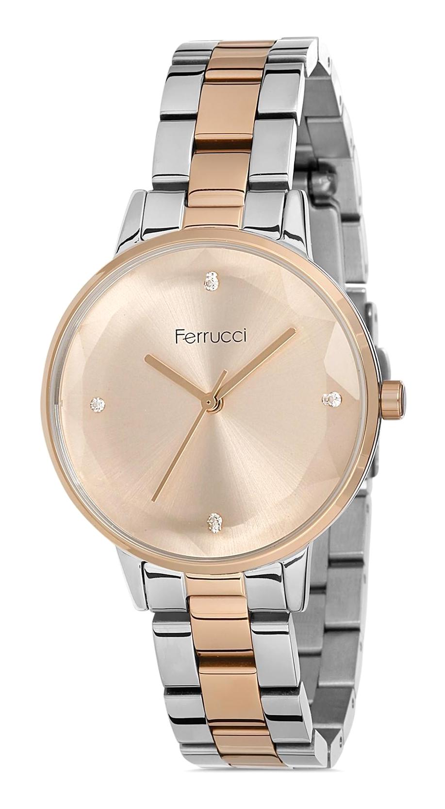 Ferrucci 9FM2686 36 mm Gri-Rose Gold Metal Kordon Analog Kadın Kol Saati