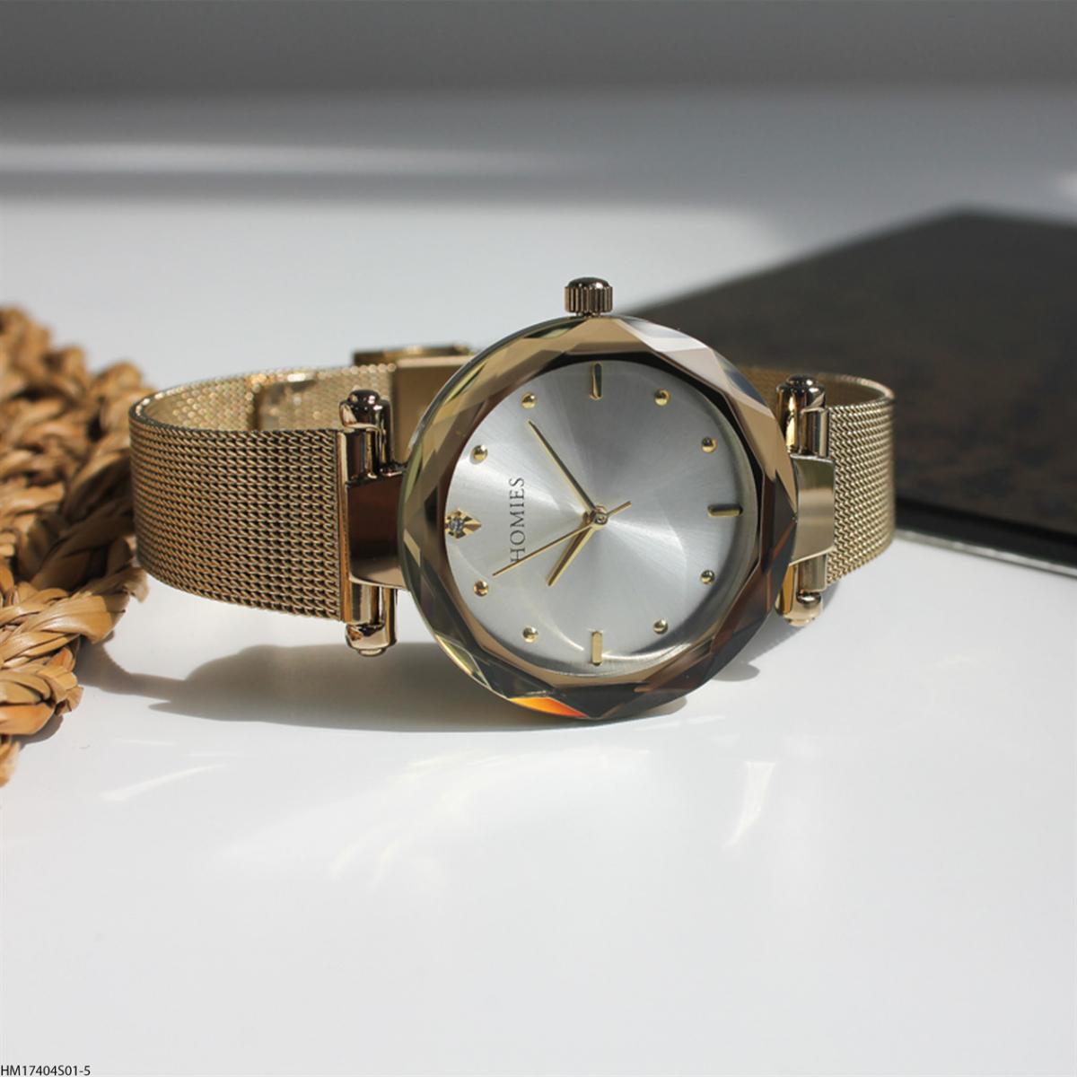 Homies HM17404S01-5 34 mm Altın Çelik Kordon Analog Kadın Kol Saati