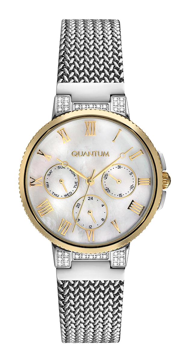 Quantum IML944.220 Takvimli 35 mm Gri Çelik Kordon Analog Kadın Kol Saati