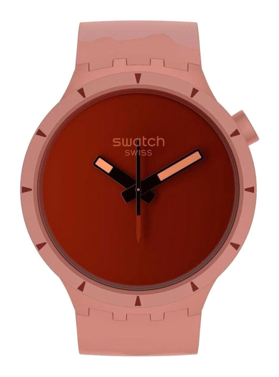 Swatch SB03R100 47 mm Pembe Biosilikon Kordon Analog Kadın Kol Saati