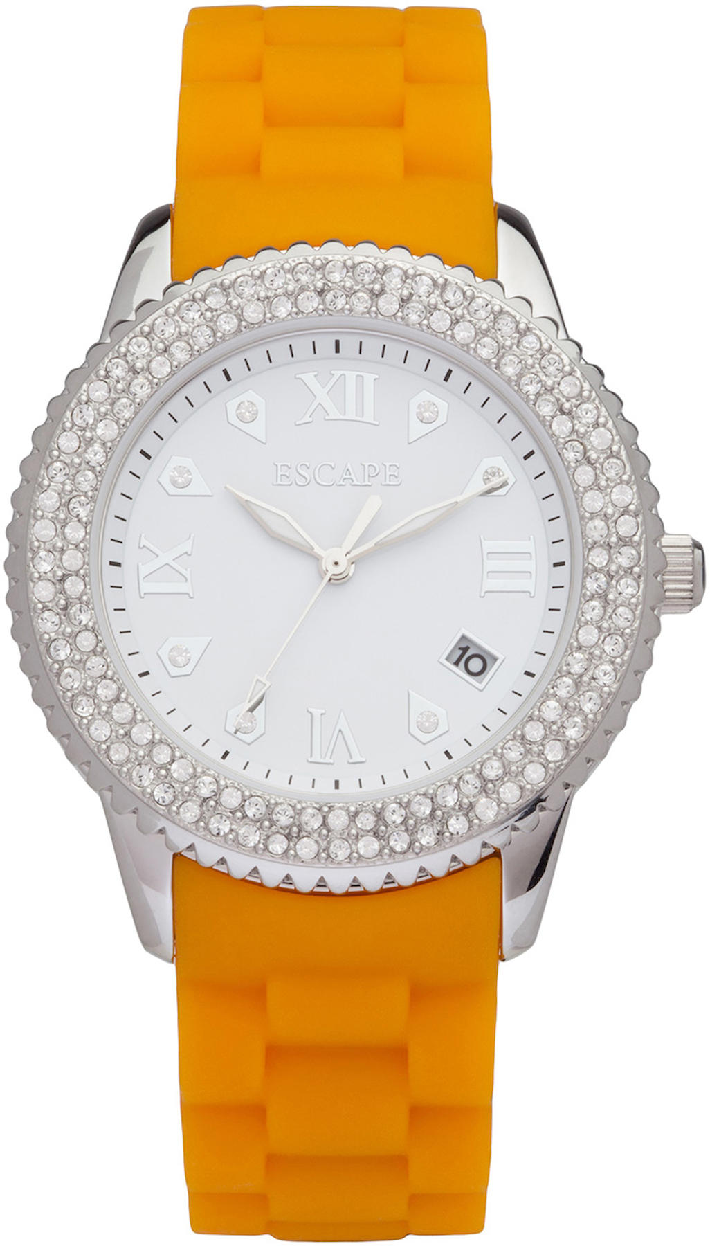 Escape EC1041-301 Takvimli 40 mm Turuncu Silikon Kordon Analog Kadın Kol Saati