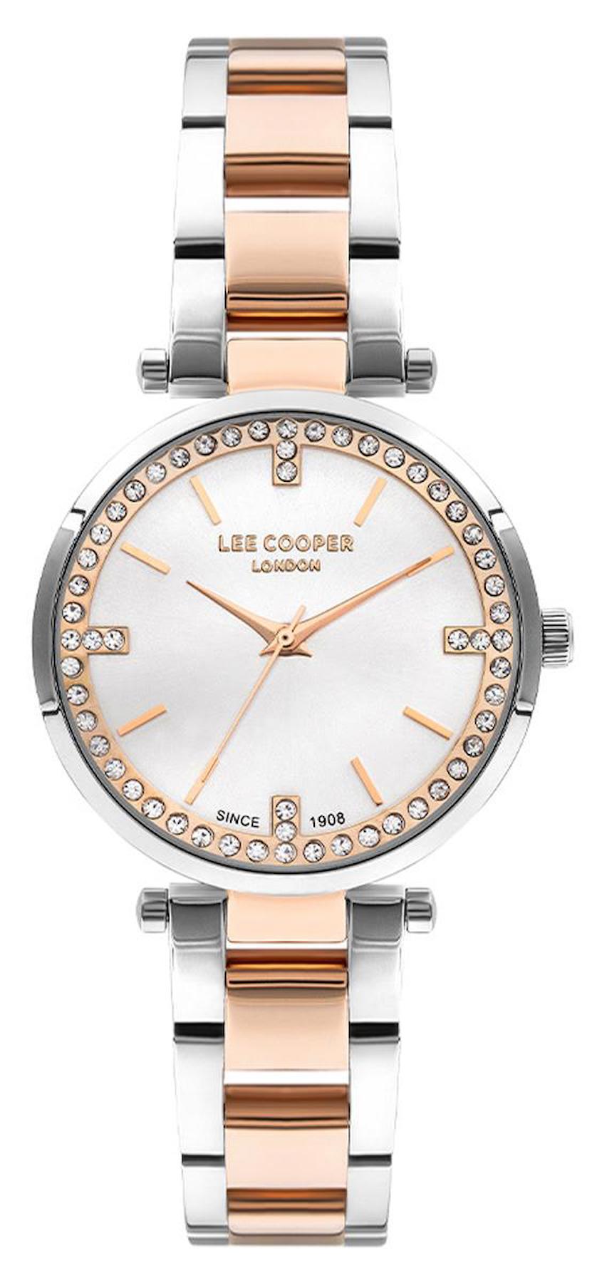 Lee Cooper LC07591.530 40 mm Altın-Gri Çelik Kordon Analog Kadın Kol Saati