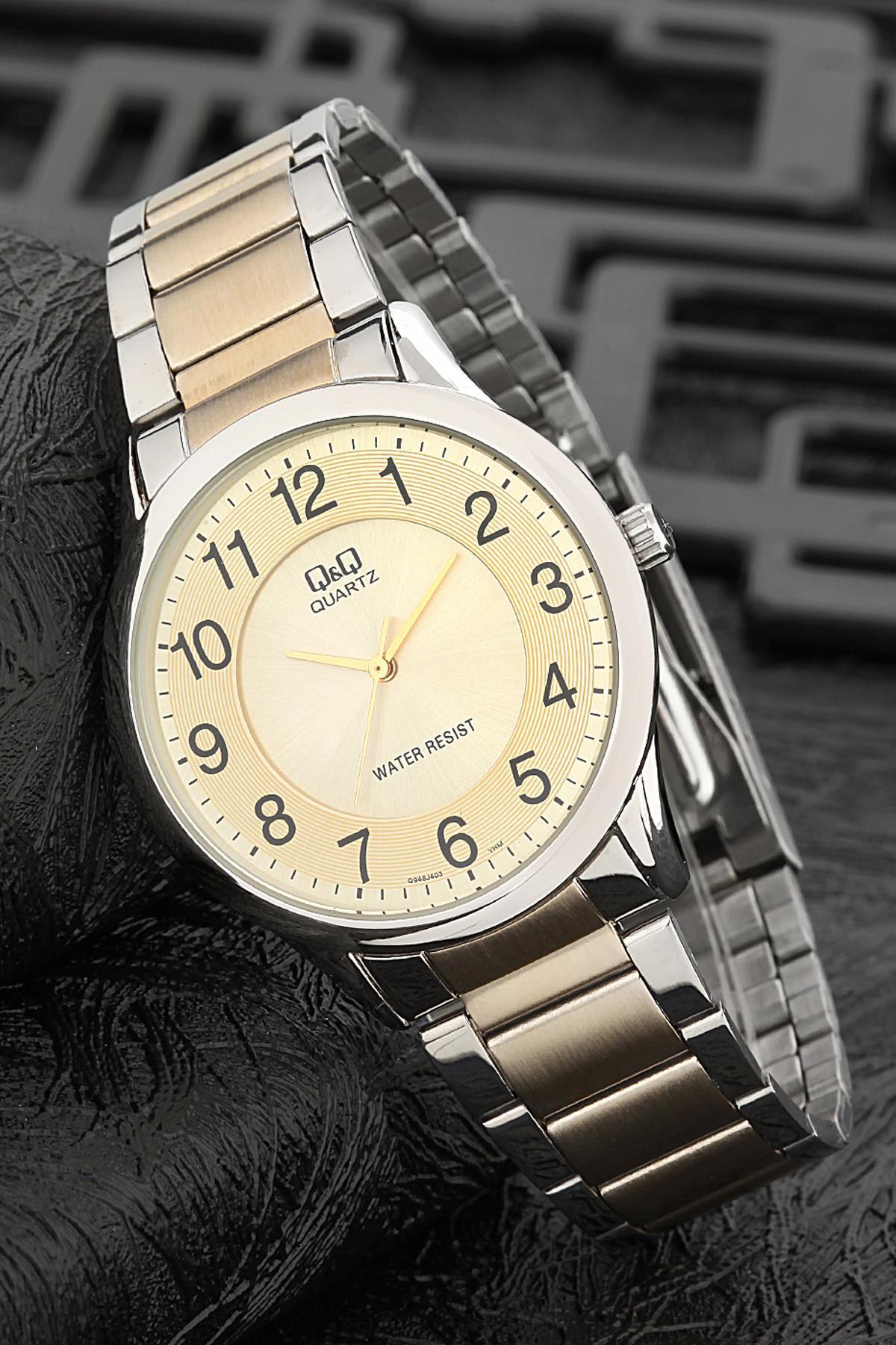 Q&Q 3G857 36 mm Altın-Gri Metal Kordon Analog Kadın Kol Saati