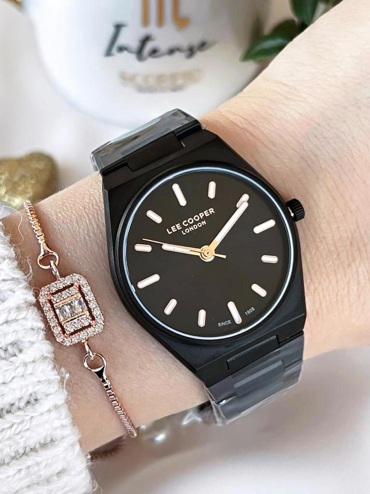 Lee Cooper LC07609.650 40 mm Siyah Çelik Kordon Analog Kadın Kol Saati