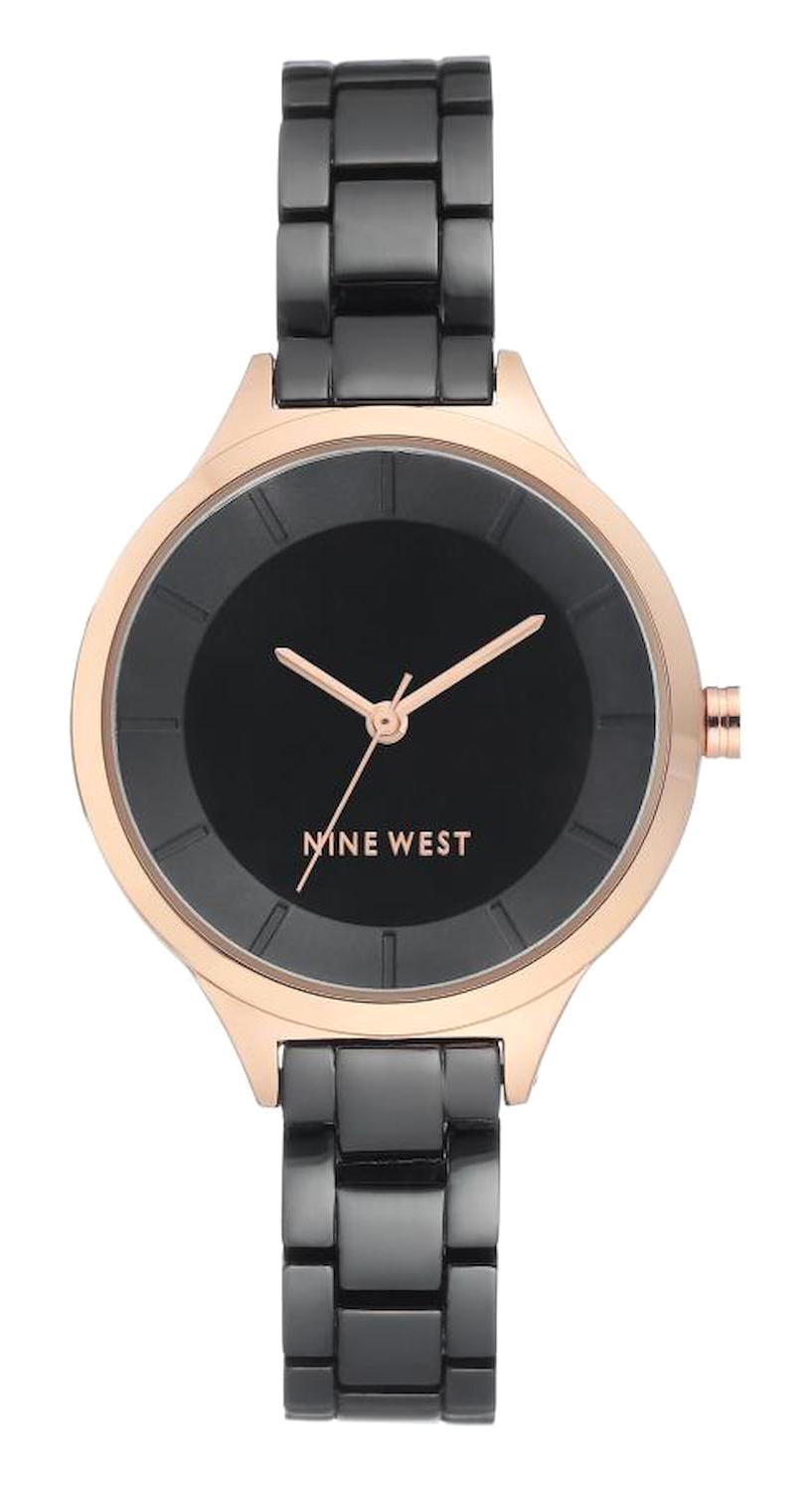 Nine West NW-2225BKRT 34 mm Siyah Metal Kordon Analog Kadın Kol Saati
