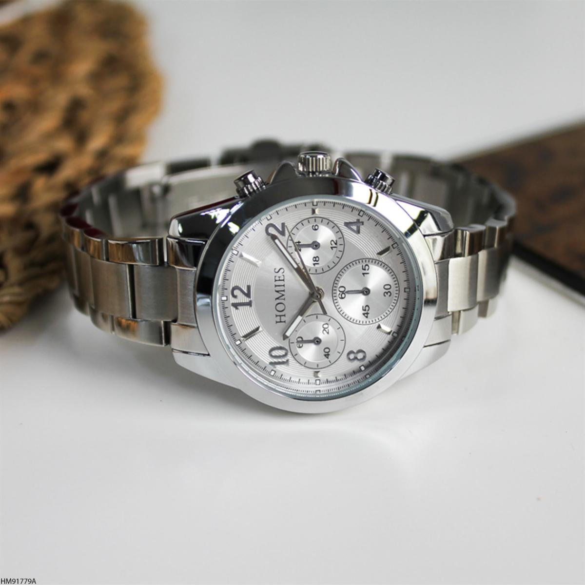 Homies HM91779A Takvimli 35 mm Gri Metal Kordon Analog Kadın Kol Saati
