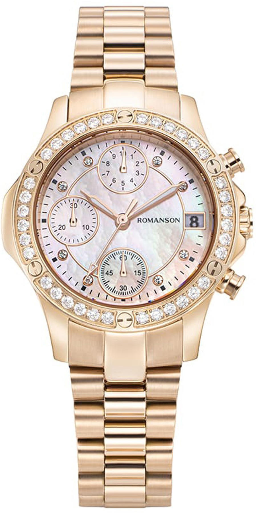 Romanson RM7000QLRRMC6R Takvimli 32 mm Rose Gold Çelik Kordon Analog Kadın Kol Saati