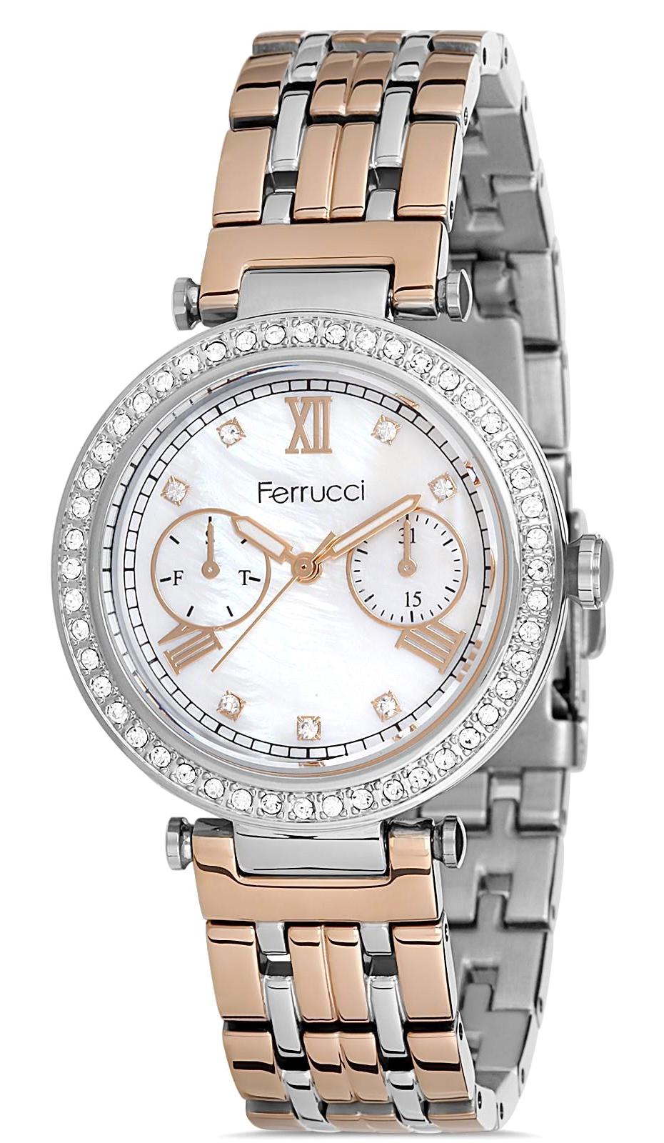 Ferrucci 9FM2668 36 mm Gri-Rose Gold Metal Kordon Analog Kadın Kol Saati