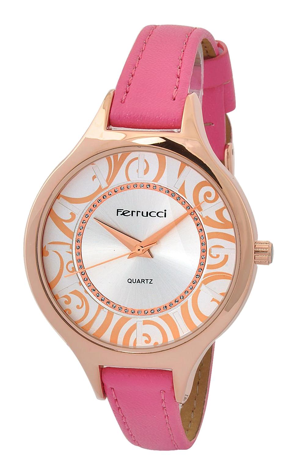 Ferrucci 8FK11 38 mm Pembe Deri Kordon Analog Kadın Kol Saati