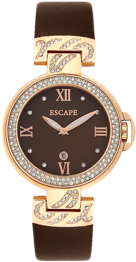 Escape EC1091-105 Takvimli 35 mm Kahverengi Deri Kordon Analog Kadın Kol Saati