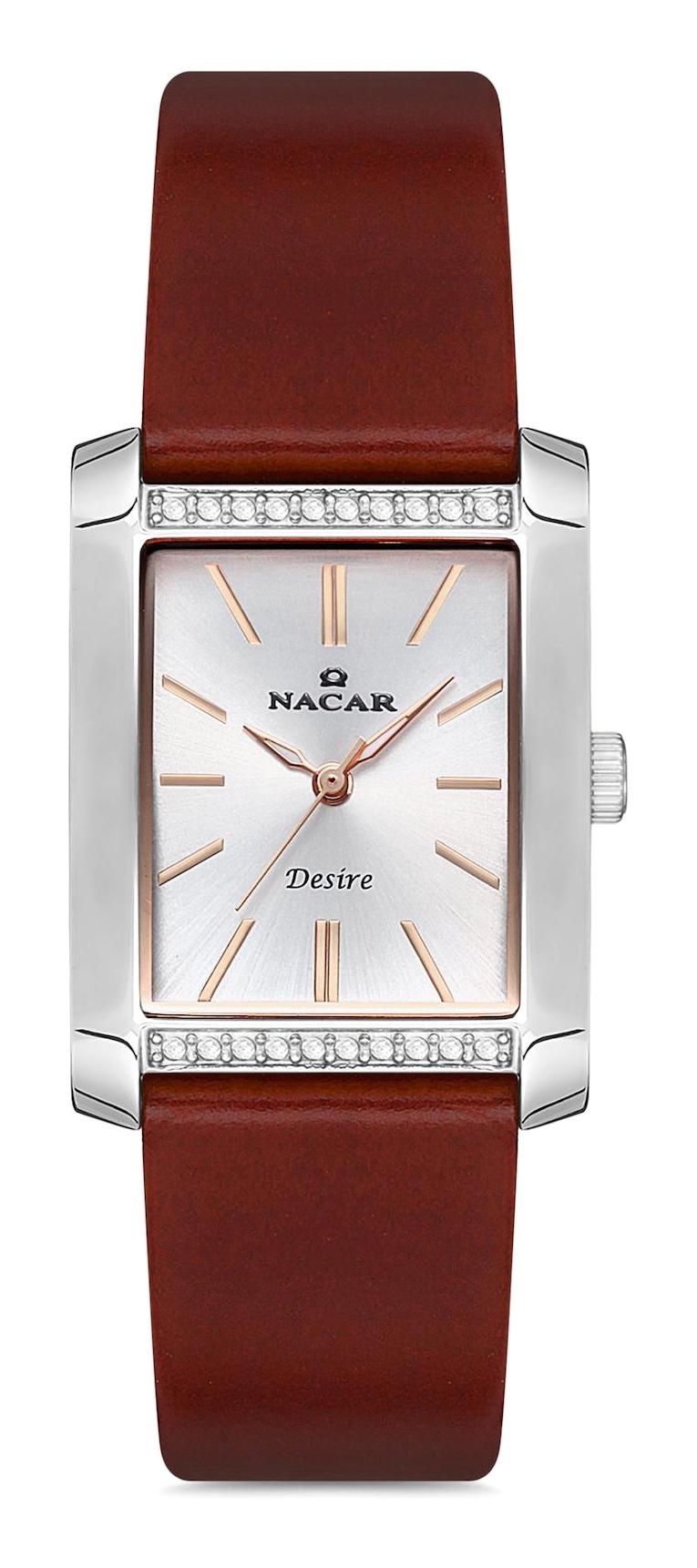 Nacar 103931041-ASRL2 34 mm Kahverengi Deri Kordon Analog Kadın Kol Saati