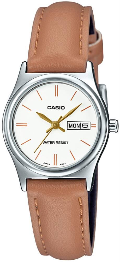 Casio LTP-v006l-7b2udf Takvimli 25 mm Kahverengi Deri Kordon Analog Kadın Kol Saati