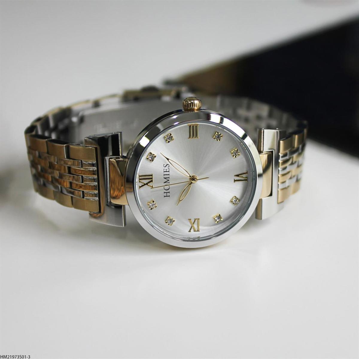 Homies HM21973S01-3 34 mm Altın-Gri Çelik Kordon Analog Kadın Kol Saati
