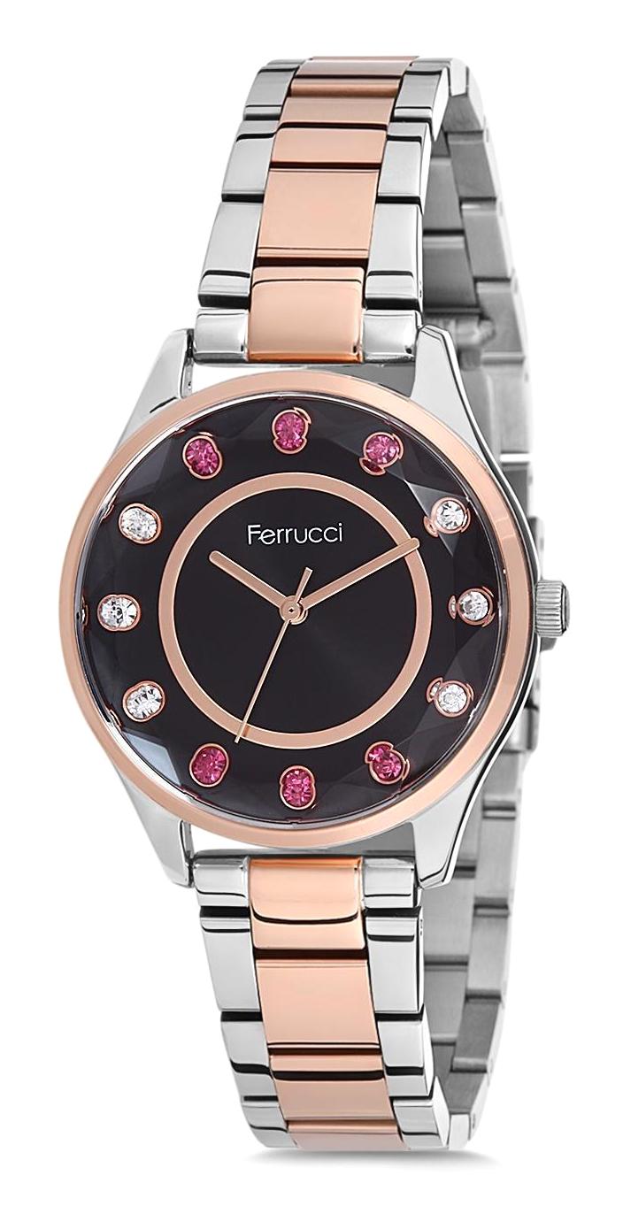 Ferrucci 9FM2157 38 mm Gri-Rose Gold Metal Kordon Analog Kadın Kol Saati