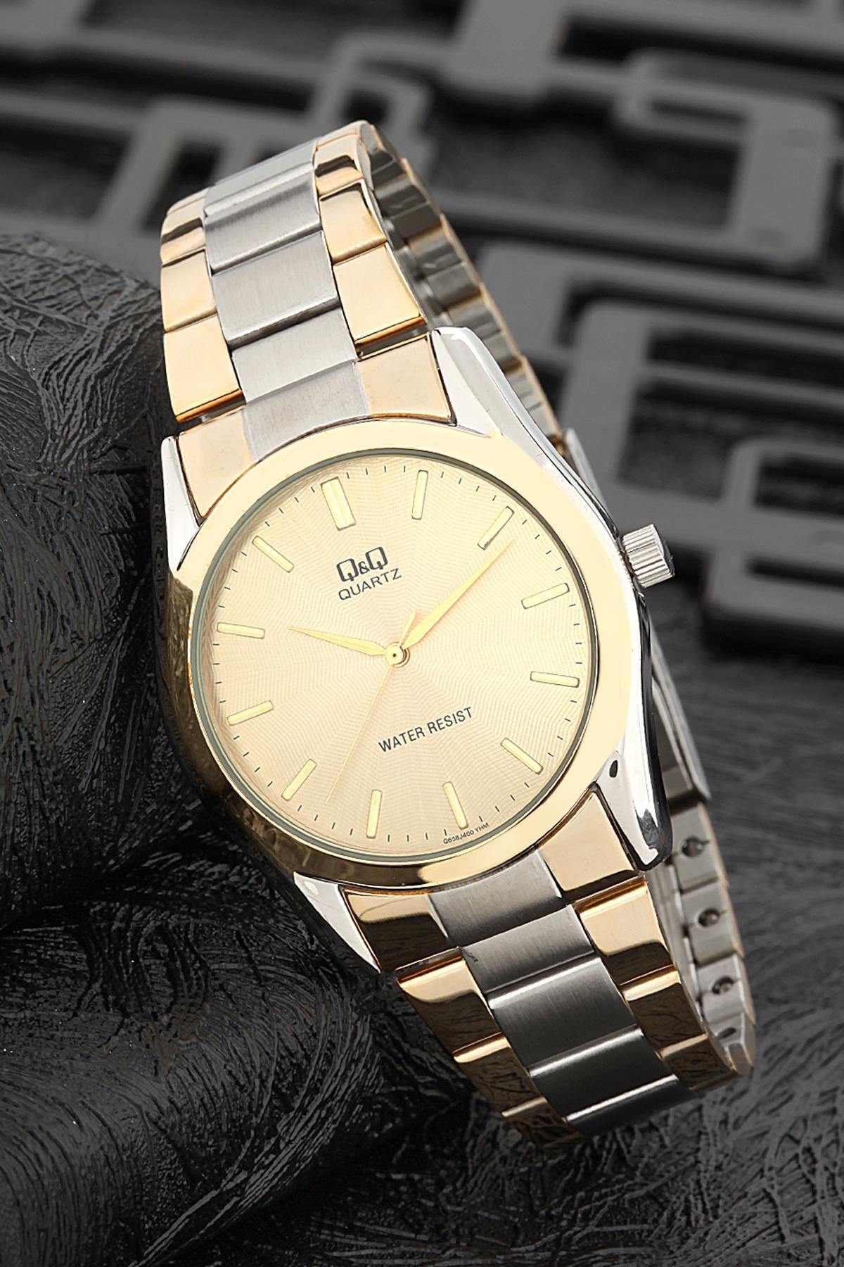 Q&Q 3G802 36 mm Altın-Gri Metal Kordon Analog Kadın Kol Saati
