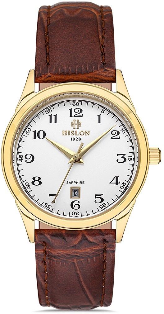 Hislon QL129G-01KG Takvimli 30 mm Kahverengi Deri Kordon Analog Kadın Kol Saati