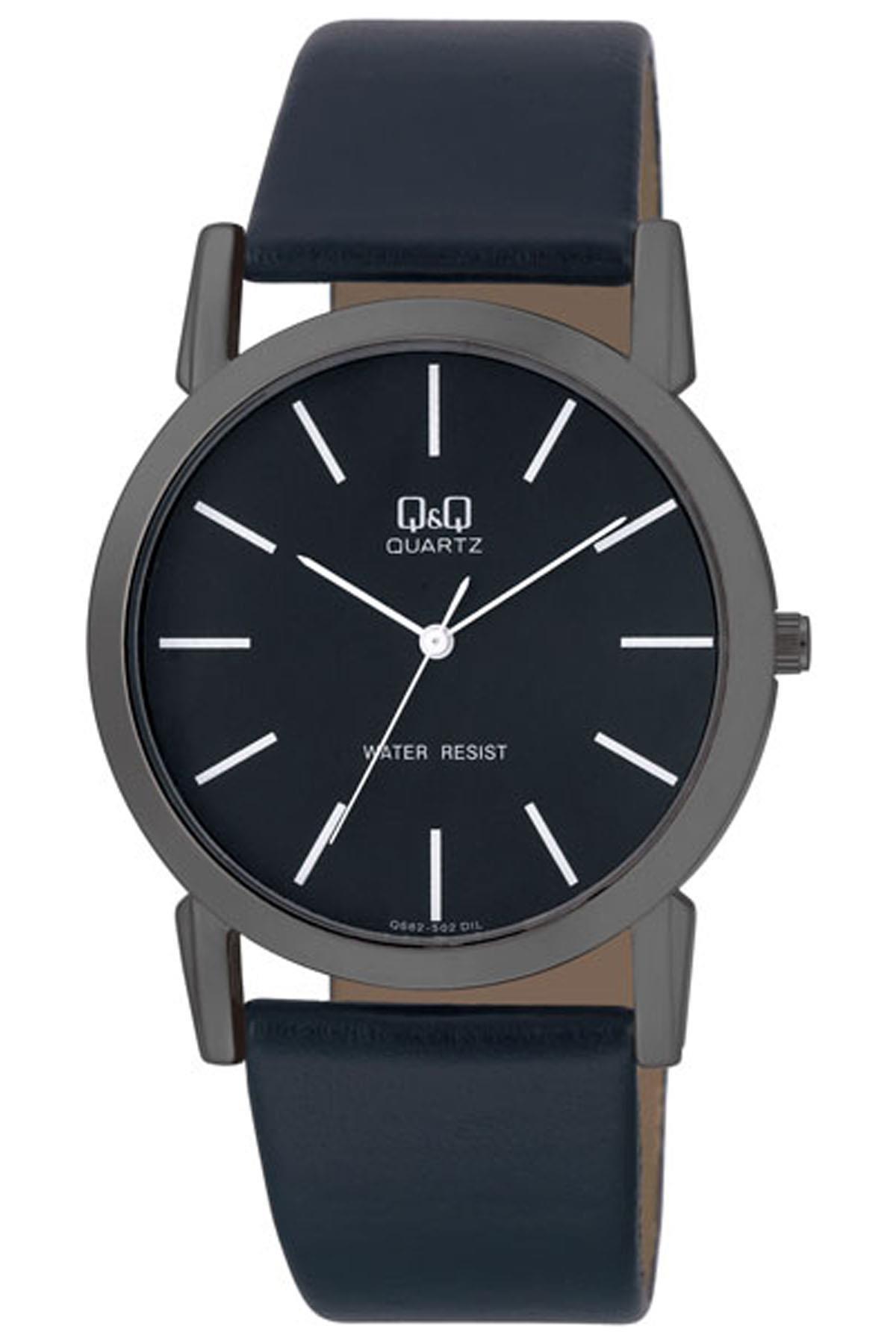 Q&Q 3A526 38 mm Siyah Deri Kordon Analog Unisex Kol Saati