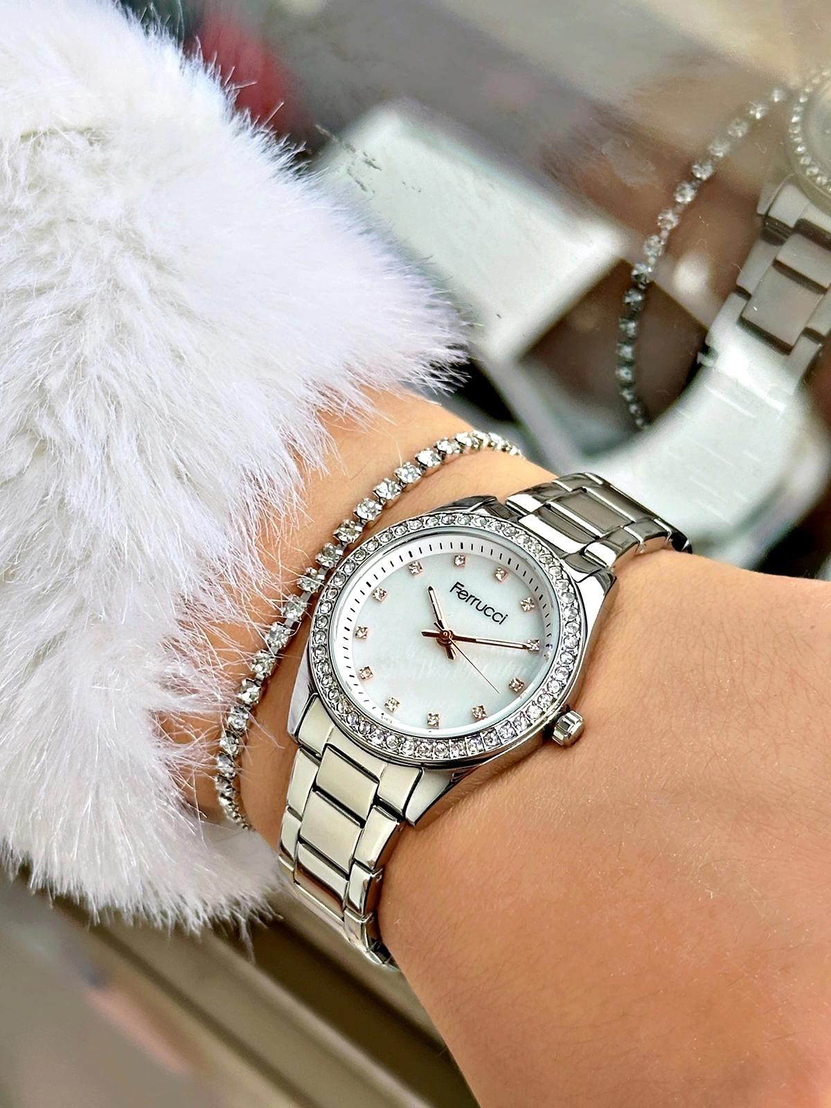 Ferrucci FC.03260M.01 40 mm Gri Çelik Kordon Analog Kadın Kol Saati