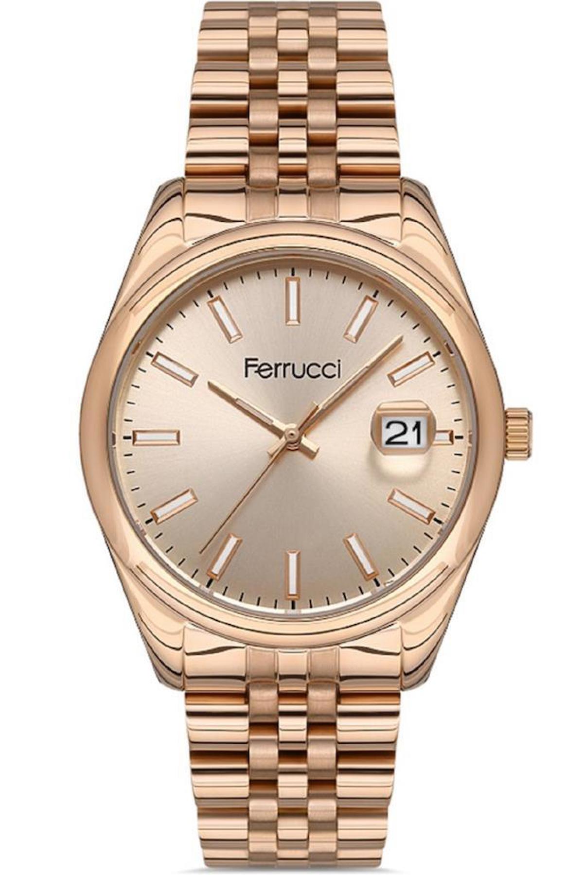 Ferrucci FC.14107TM.03 Takvimli 36 mm Rose Gold Çelik Kordon Analog Kadın Kol Saati