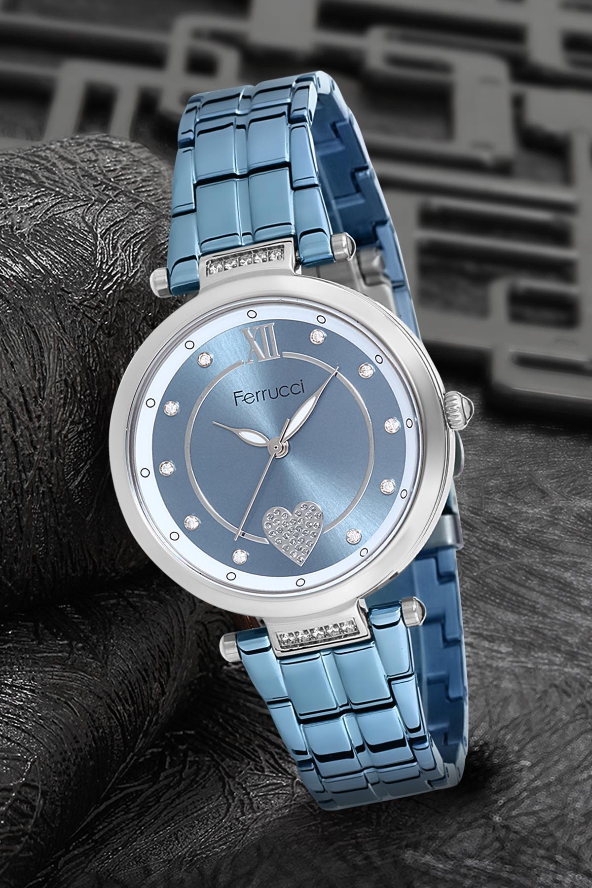 Ferrucci 9FM1648 38 mm Mavi Metal Kordon Analog Kadın Kol Saati