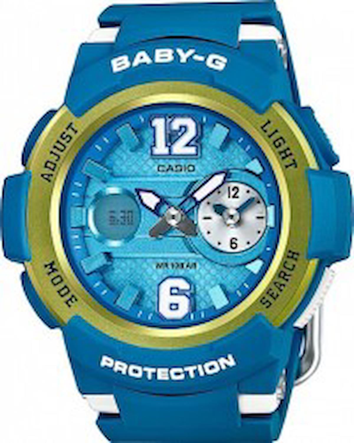 Casio BGA-210-2BDR Takvimli 43 mm Mavi Silikon Kordon Analog Kadın Kol Saati