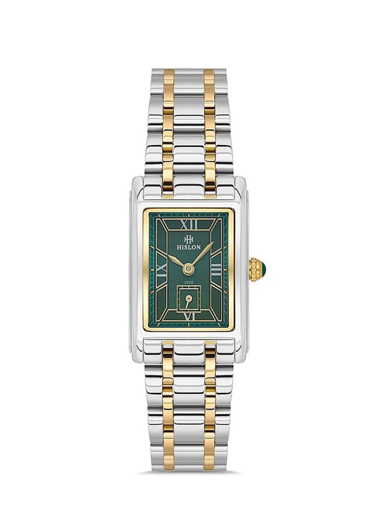 Hislon QL149T-15SG 21.8-34.4 mm Altın-Gri Çelik Kordon Analog Kadın Kol Saati