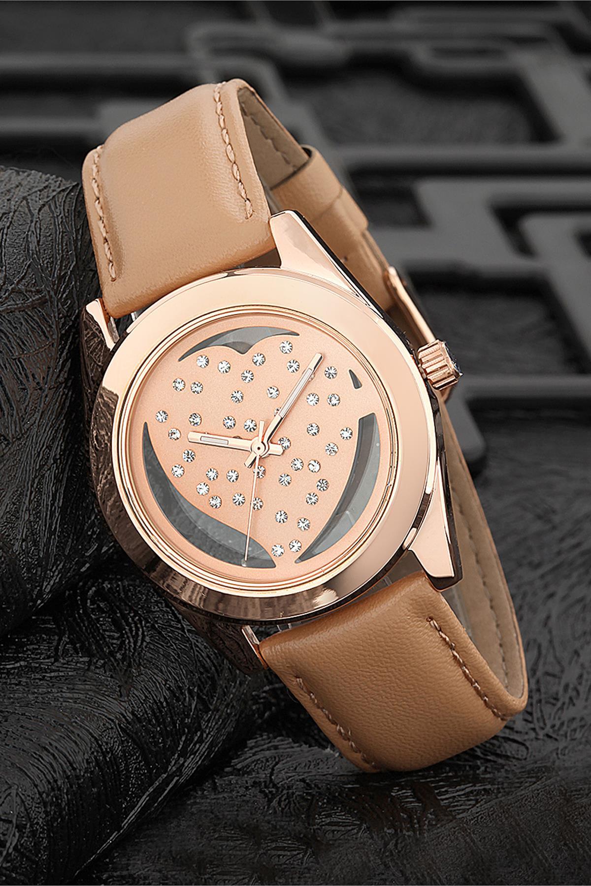 Ferrucci FRK1008 38 mm Kahverengi Deri Kordon Analog Kadın Kol Saati