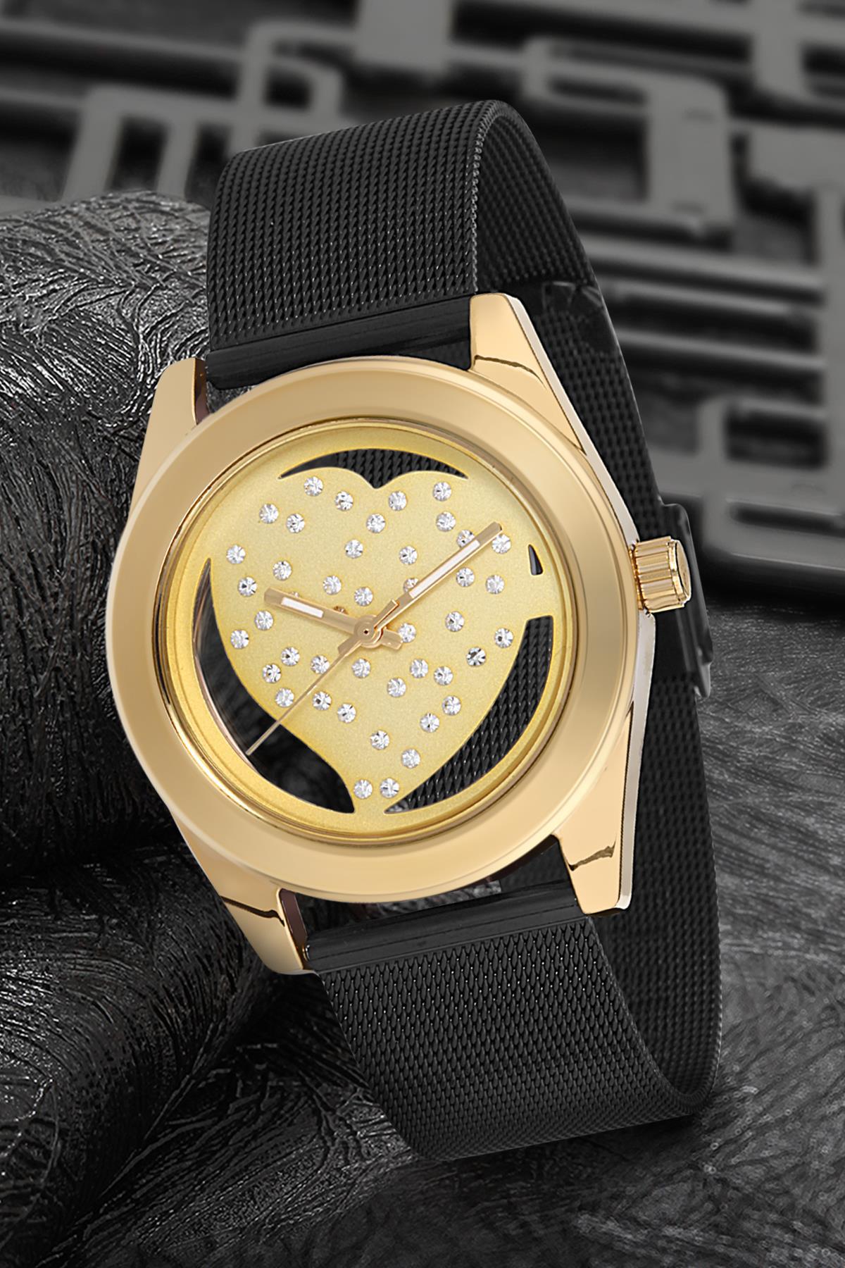 Ferrucci 9FM1524 38 mm Siyah Çelik-Hasır Kordon Analog Kadın Kol Saati