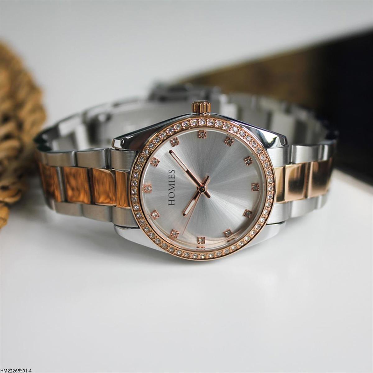 Homies HM22268S01-4 32 mm Gri-Rose Gold Çelik Kordon Analog Kadın Kol Saati