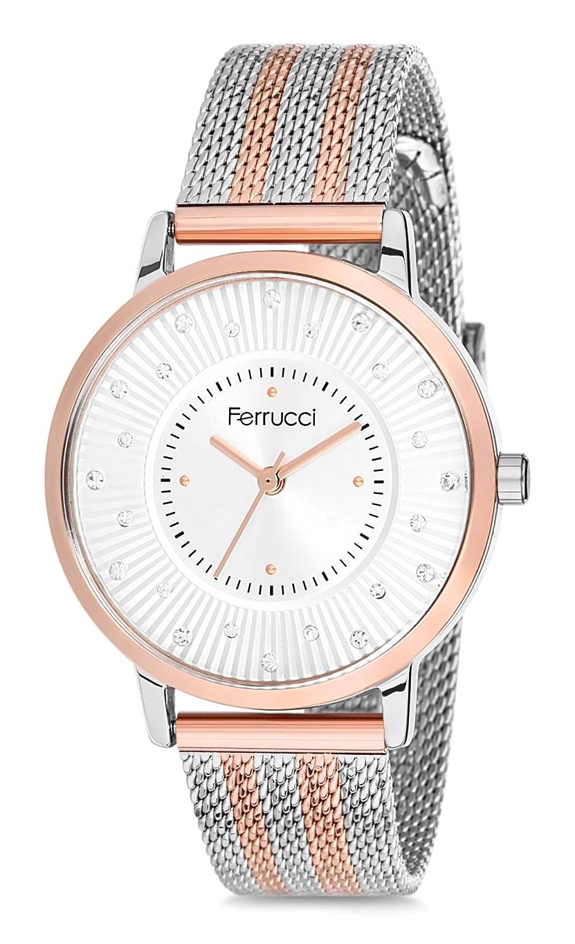 Ferrucci 9FM2338 38 mm Gri-Rose Gold Metal Kordon Analog Kadın Kol Saati