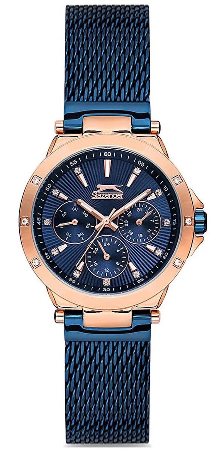 Slazenger SL.09.1540.4.02 Takvimli 36 mm Lacivert Hasır Kordon Analog Kadın Kol Saati